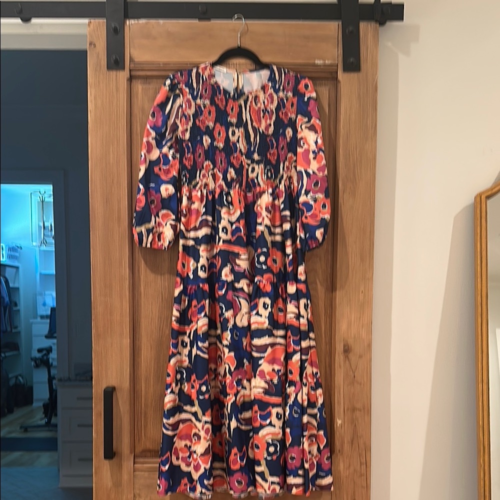 Floral Patterned Dress with Puff Sleeves